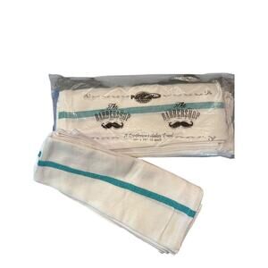 The BarberShop Lot of 17 Gentlemans Salon Towels 15" x 26" White Teal